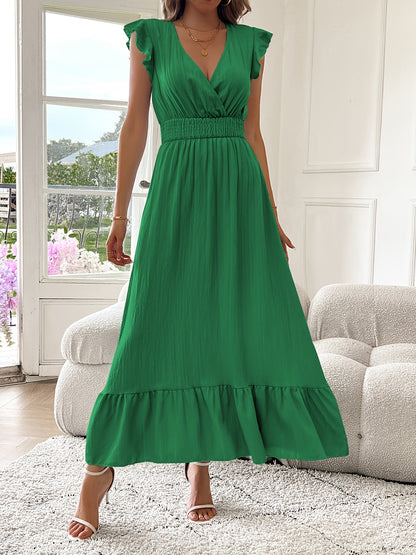 V-Neck Ruffled Maxi Dress