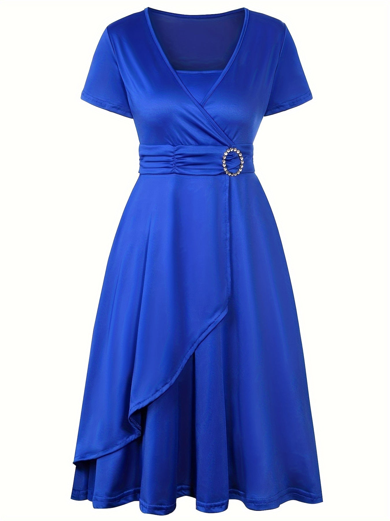 V-Neck Midi Dress – Asymmetrical Hem