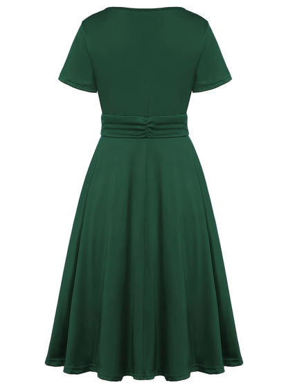 V-Neck Midi Dress – Asymmetrical Hem