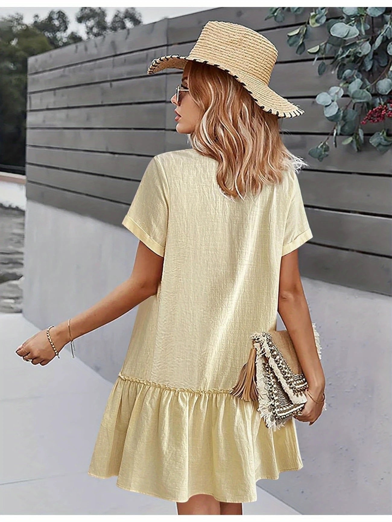 Button Front Ruffle Dress – Stylish & Comfy