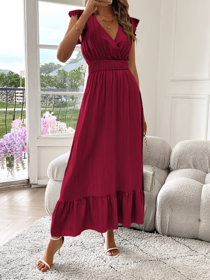 V-Neck Ruffled Maxi Dress