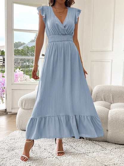 V-Neck Ruffled Maxi Dress