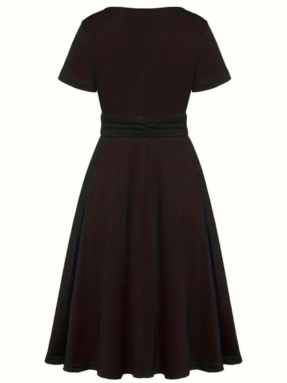 V-Neck Midi Dress – Asymmetrical Hem