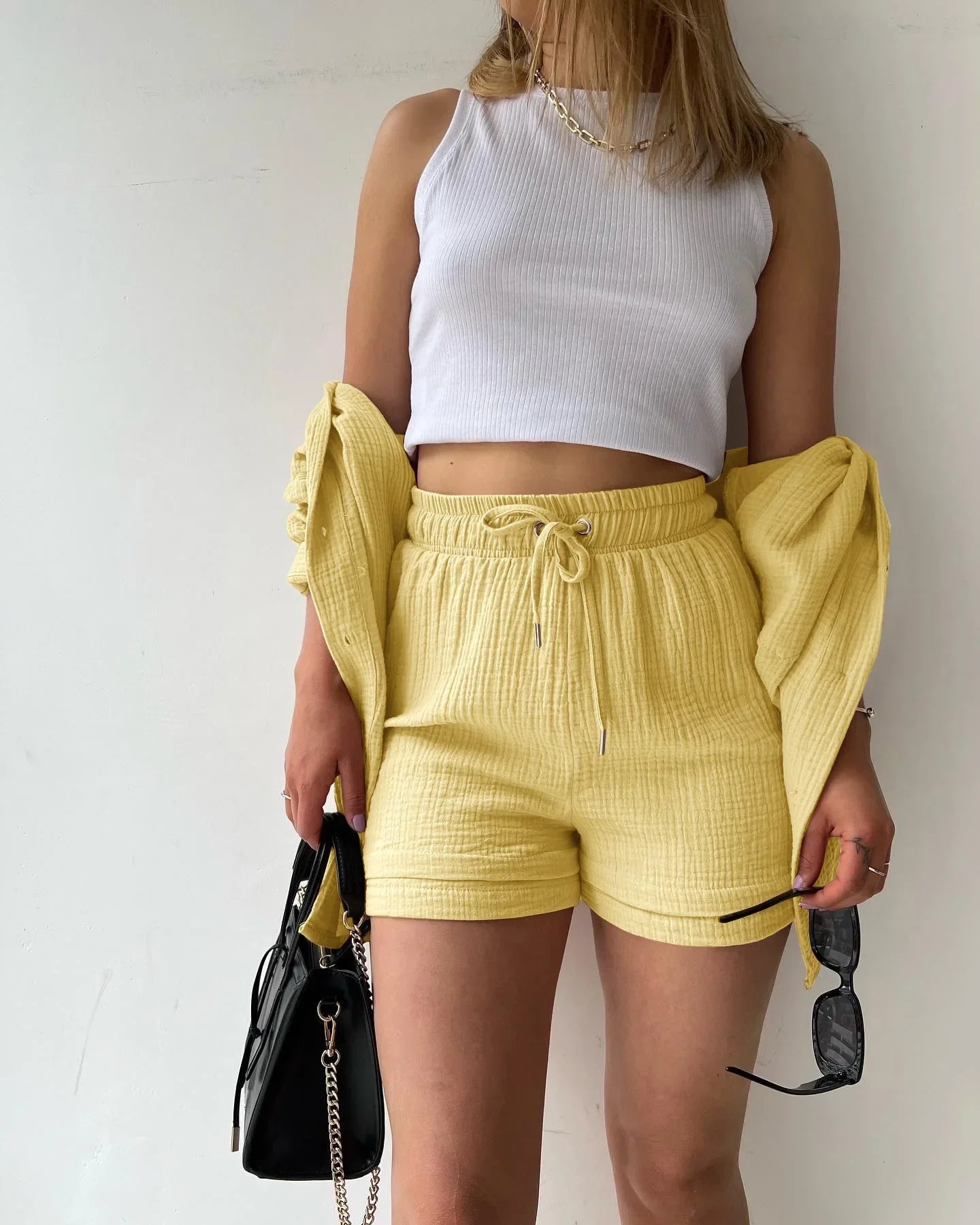 Cotton Button-Up Short Set
