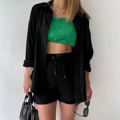 Cotton Button-Up Short Set