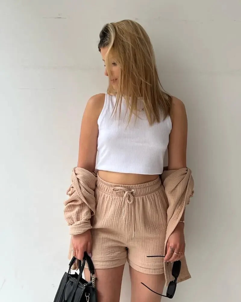 Cotton Button-Up Short Set