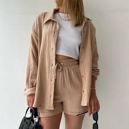Cotton Button-Up Short Set