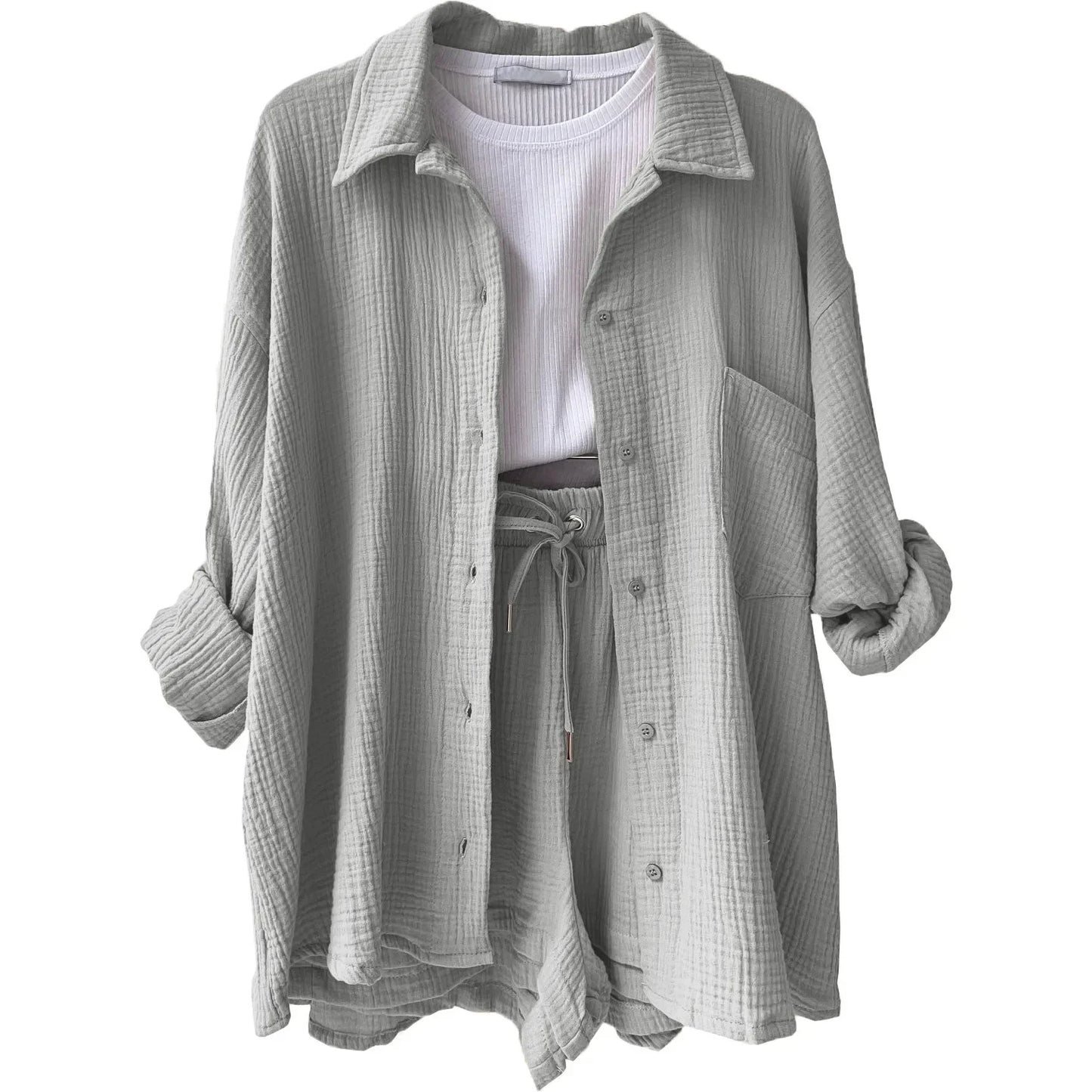 Cotton Button-Up Short Set