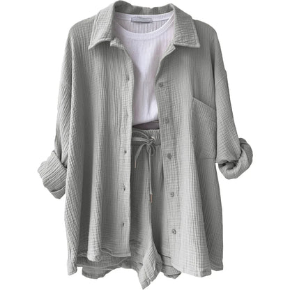 Cotton Button-Up Short Set