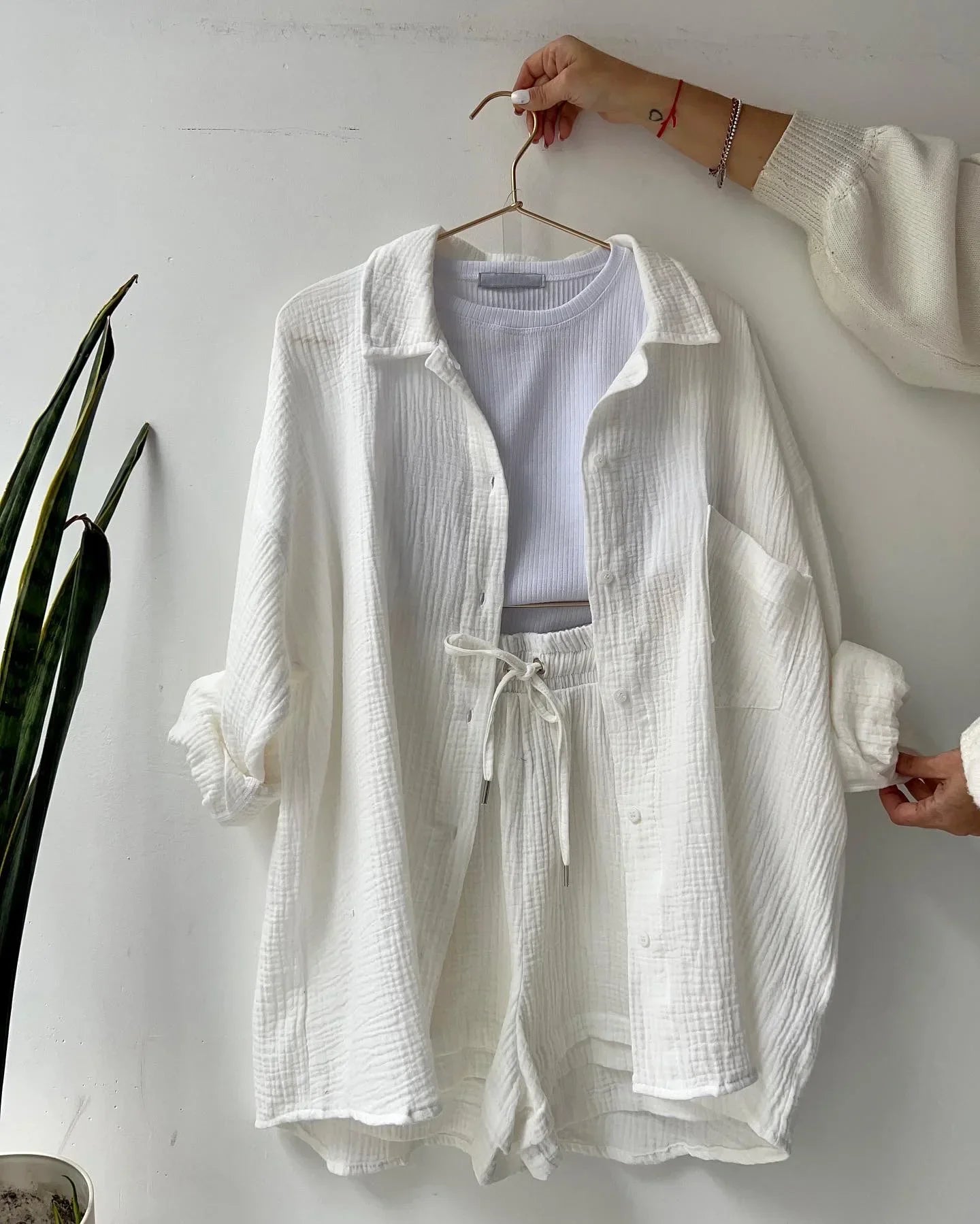 Cotton Button-Up Short Set
