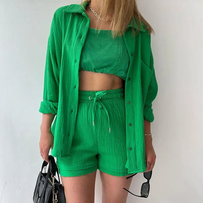 Cotton Button-Up Short Set