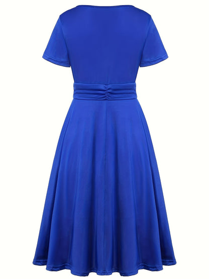 V-Neck Midi Dress – Asymmetrical Hem