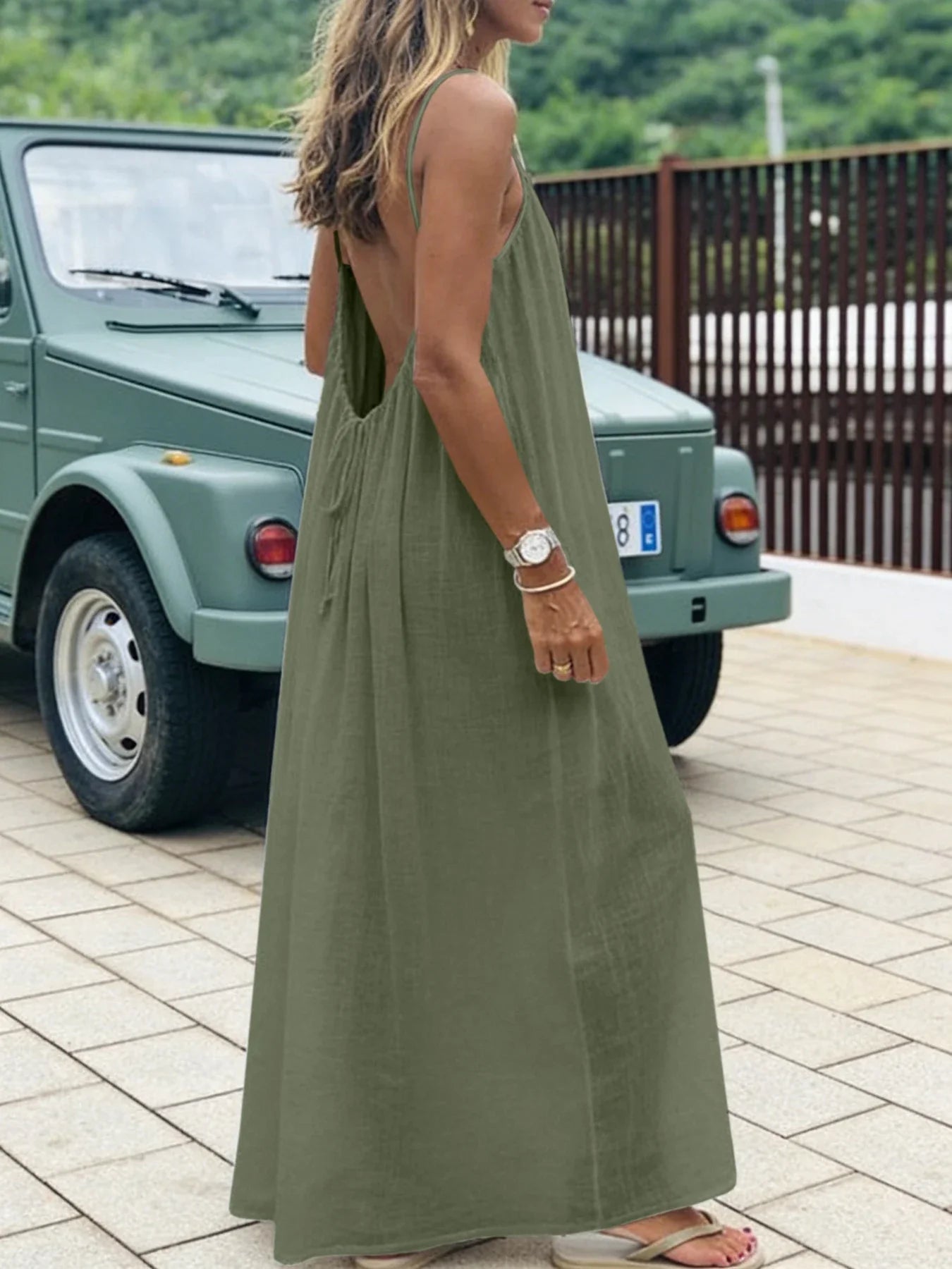 Tie-Strap Backless Maxi Dress