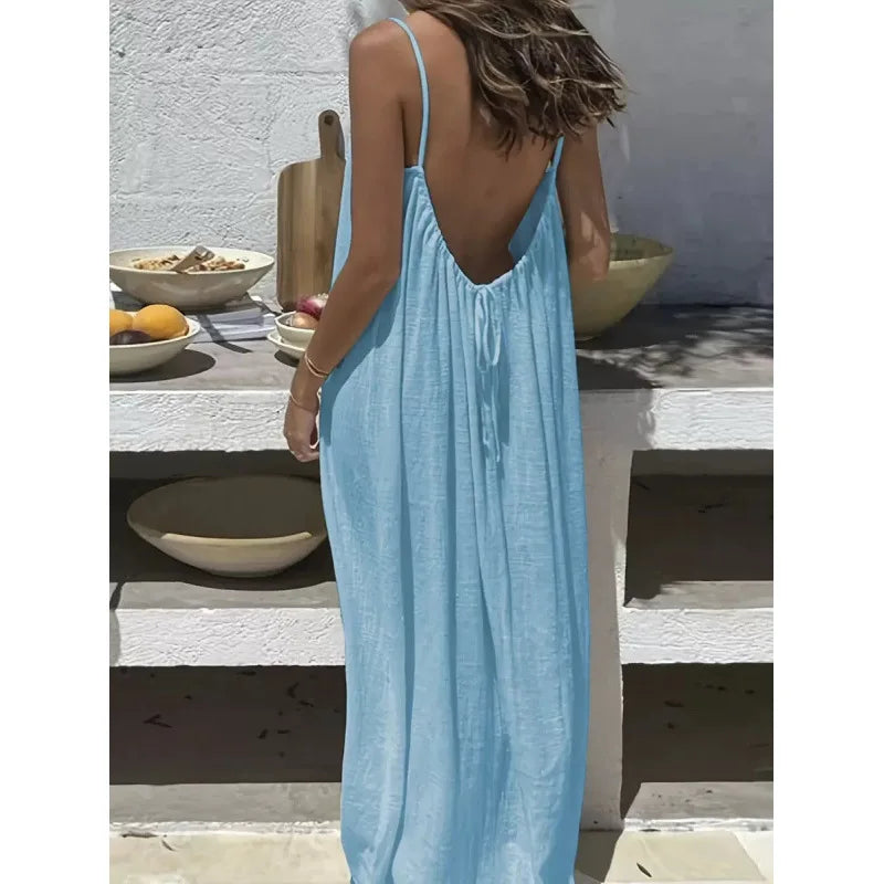 Tie-Strap Backless Maxi Dress