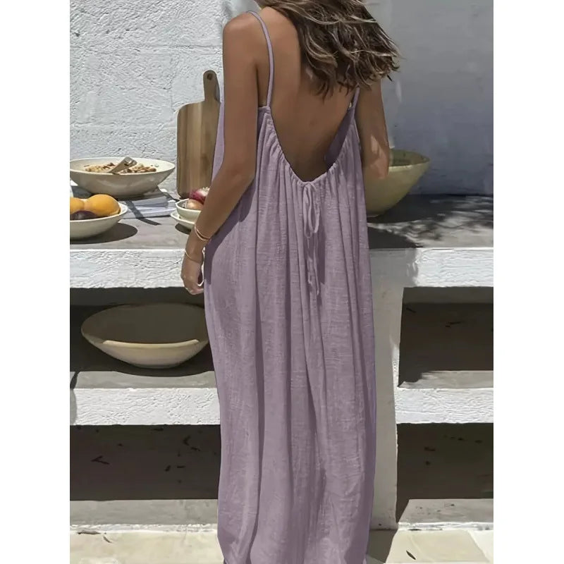 Tie-Strap Backless Maxi Dress