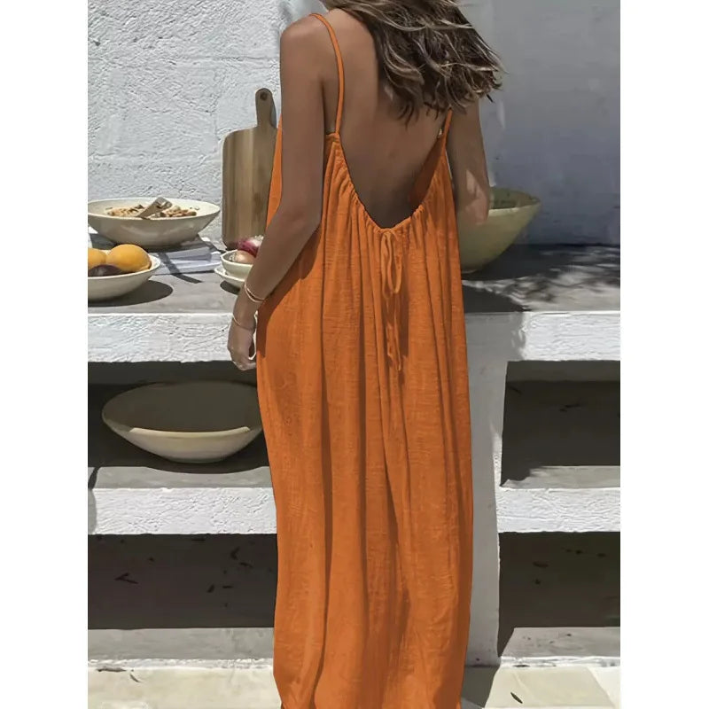Tie-Strap Backless Maxi Dress